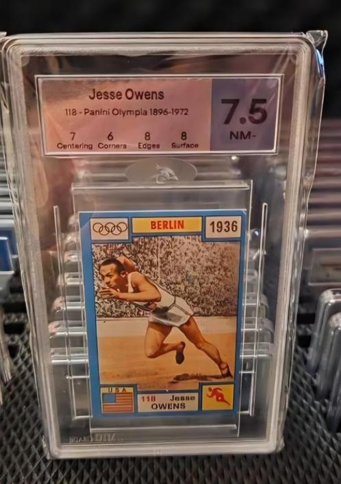 Panini+Olympia Panini+Jesse Owens+Geen PSA+beoordeling 7,5!, Hobby en Vrije tijd, Stickers en Plaatjes, Zo goed als nieuw, Sticker