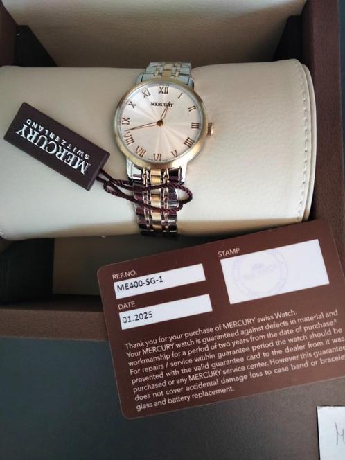 MERCURY SWISS 34mm ME400-SG-1 HORLOGE NIEUW, Handtassen en Accessoires, Horloges | Heren, Nieuw, Polshorloge, Overige merken, Goud