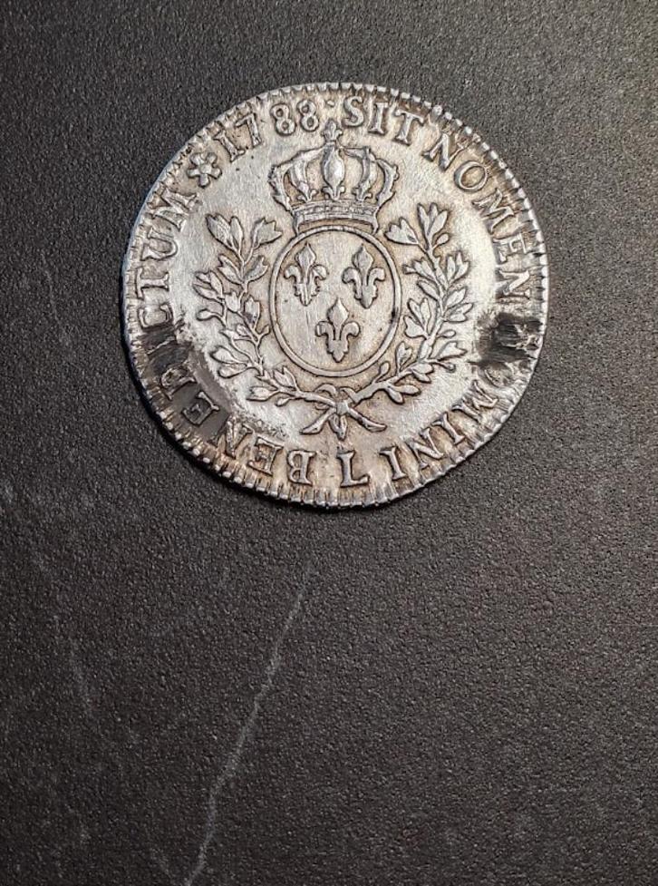 Lodewijk XVI 1ECU 1788 Muntteken "L" Bayonne, Postzegels en Munten, Munten | Europa | Niet-Euromunten, Losse munt, Frankrijk, Zilver