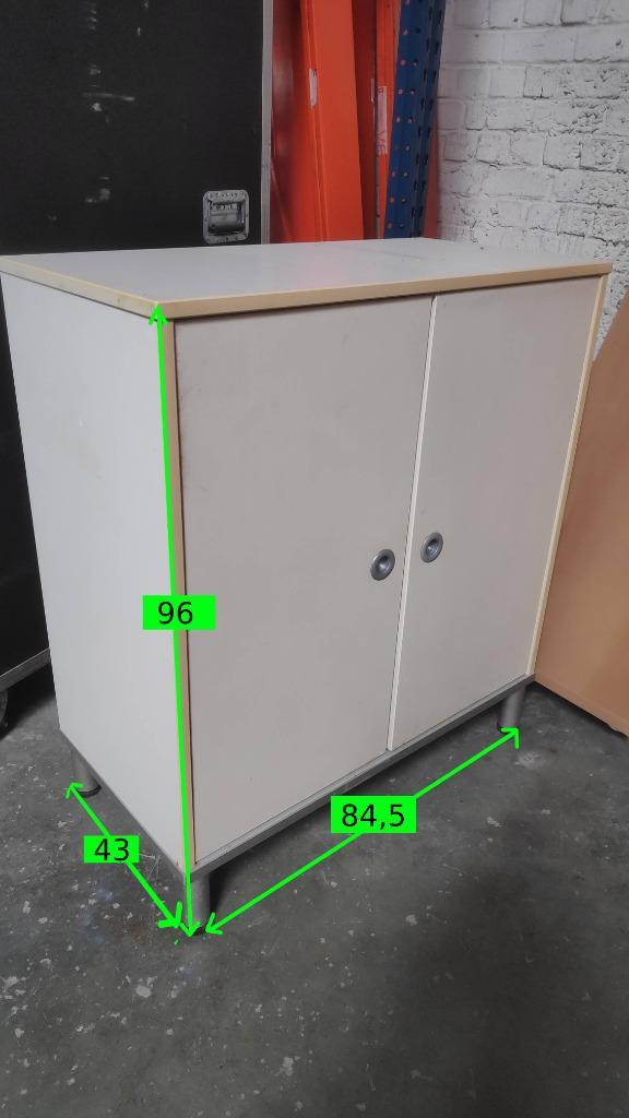 Witte opbergunit met draaideuren - melaminehout, Huis en Inrichting, Kasten | Lockerkasten, Gebruikt, Ophalen