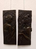 2 bronzen Jugdenstil plaquettes, Antiquités & Art, Bronze, Enlèvement