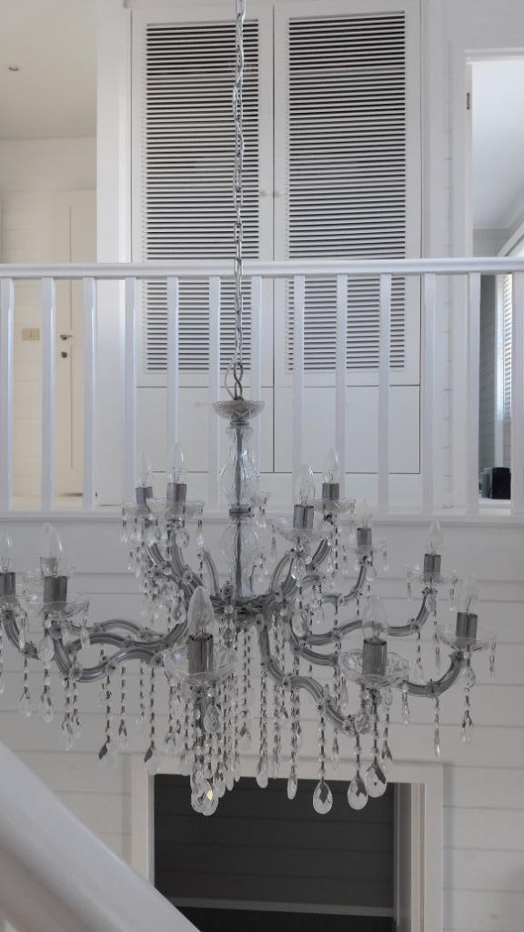 Grote kroonluchter, Huis en Inrichting, Lampen | Kroonluchters, Gebruikt, Glas, Metaal, Ophalen