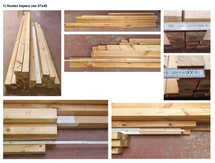 Diverse recup houten balken, kepers en platen, Doe-het-zelf en Bouw, Hout en Planken, Gebruikt, Balk, Grenen, 200 tot 250 cm, 25 tot 50 mm