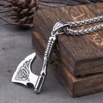 Viking bijl hanger met ketting, Verzenden, Nieuw, Zilver, Overige materialen