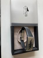 Lotus Style herenarmband – leder & staal met tribal design, Ophalen of Verzenden, Zo goed als nieuw, Zwart