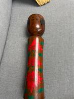 Japanse Kokeshi-pop 48 cm vintage uniek in donker hout, Ophalen of Verzenden