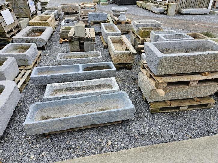 blauwe stenen trog, plantenbak, zie foto's!!!, Tuin en Terras, Bloembakken en Plantenbakken, Gebruikt, Steen, Binnen, Balkon, Tuin