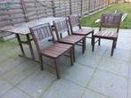 tuintafel + 4 stoelen acacia, Tuin en Terras, Ophalen, Gebruikt, Rechthoekig, Hout