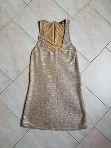 Gouden jurk, Kleding | Dames, Jurken, Overige kleuren, Ophalen of Verzenden, Zo goed als nieuw, Pimkie