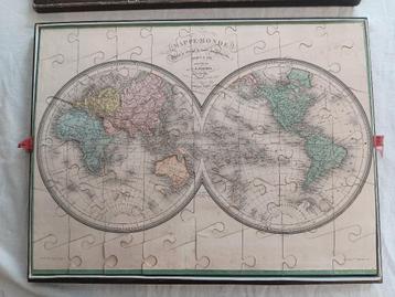 3 very rare antique map puzzles, Paris, Logerot, 1870 beschikbaar voor biedingen