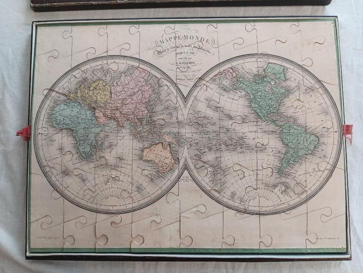 3 very rare antique map puzzles, Paris, Logerot, 1870, Antiek en Kunst, Antiek | Speelgoed, Ophalen of Verzenden