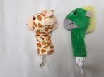 Hema twee vingerpopjes: groen paard en giraf, Ophalen of Verzenden, Paard, Zo goed als nieuw