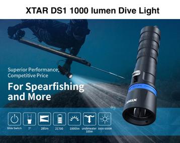 XTAR DS1 Led Divelight 1000 Lumen nieuw 89,95€ - Ecocheques  beschikbaar voor biedingen