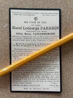 OORLOG14-18 Vluchteling/Ballingschap Karel Parrein Langemark, Verzamelen, Ophalen of Verzenden, Bidprentje