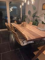Prachtige houten tafel met 6 samenhorende stoelen, Huis en Inrichting, Ophalen, Zo goed als nieuw