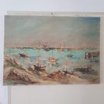 F. De Weer, marine, olieverfschilderij op doek, Antiek en Kunst, Kunst | Schilderijen | Klassiek, Ophalen of Verzenden