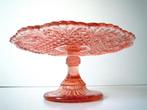 Taartschotel in rosaline glas uit jaren '50, Ophalen of Verzenden