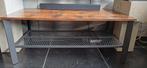 Salontafel, houten blad, metalen onderstel, Ophalen, Zo goed als nieuw