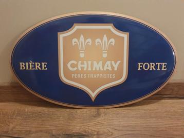 Panneau d'affichage ovale en métal - Bleu Chimay -, Enlèvement ou Envoi, Utilisé, Panneau, Plaque ou Plaquette publicitaire, Autres marques