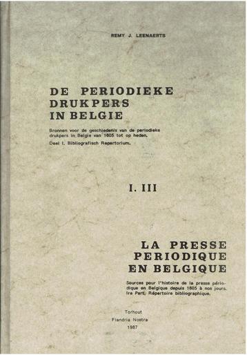 De periodieke drukpers in Belgie. Bronnen - 1987, Enlèvement ou Envoi, Utilisé
