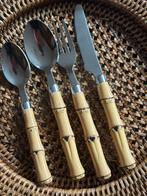 Vintage stainless inox bamboe bestek 6 personen, Antiek en Kunst, Ophalen of Verzenden