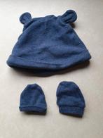 Newborn babymuts en handschoentjes in donkerblauw, Kinderen en Baby's, Maat 50, Setje, Ophalen of Verzenden, Zo goed als nieuw