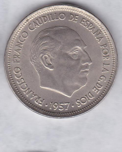Spanje: 50 pesetas 1957 (58), Postzegels en Munten, Munten | Europa | Niet-Euromunten, Losse munt, Overige landen, Ophalen of Verzenden