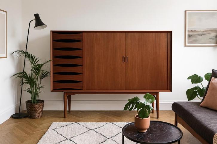Arne Vodder Highboard dressoir Model OS63, Huis en Inrichting, Kasten | Dressoirs, Gebruikt, 150 tot 200 cm, 50 tot 75 cm, Met lade(s)