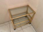 Mooi koperkleurig roltafeltje met glazen leggers, Ophalen, Metaal of Aluminium, 55 tot 75 cm, Zo goed als nieuw