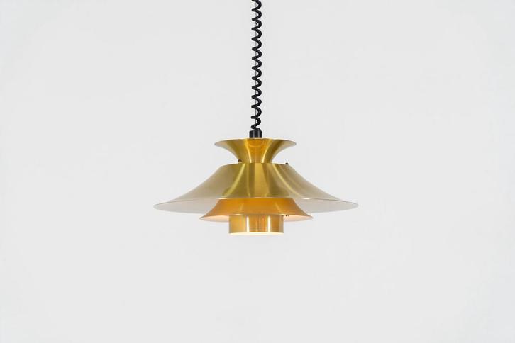 Vintage messing hanglamp van Frandsen, Denemarken, Antiek en Kunst, Antiek | Verlichting, Ophalen