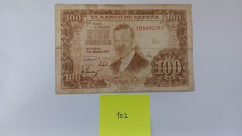 100 peseta's Spanje 1953, Postzegels en Munten, Bankbiljetten | Europa | Niet-Eurobiljetten, Los biljet, Overige landen, Ophalen of Verzenden