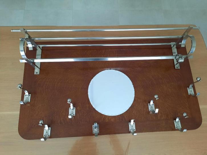 wandkapstok met hoedenplank en ronde spiegel, Huis en Inrichting, Woonaccessoires | Kapstokken, Gebruikt, Wandkapstok, 100 tot 150 cm