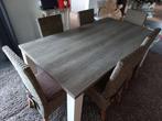 Landelijke tafel met stoelen, Huis en Inrichting, Ophalen, 50 tot 100 cm, Zo goed als nieuw, Vijf personen of meer