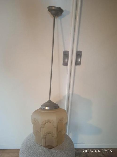 Art Deco hanglamp +_ 1930 goud bruin, Antiek en Kunst, Antiek | Verlichting, Ophalen
