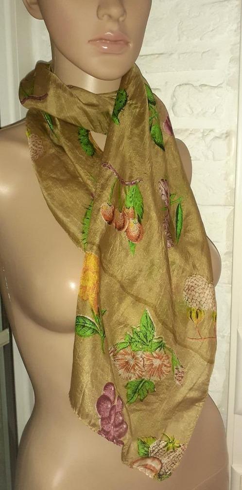 sjaal vintage zijde goud met bloemen, Kleding | Dames, Mutsen, Sjaals en Handschoenen, Zo goed als nieuw, Sjaal, Verzenden