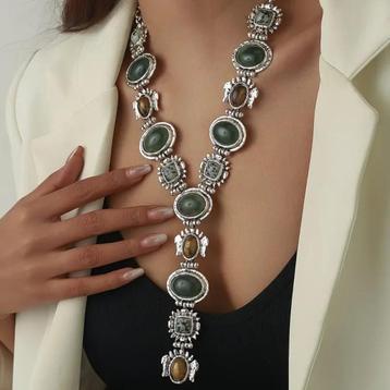 SALE: Y-ketting zilver-groen-bruin beschikbaar voor biedingen