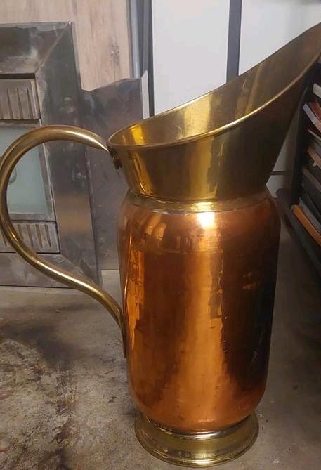 Oude koperen kolenbak met handvat  vintage decor goeie staa, Antiek en Kunst, Antiek | Brons en Koper, Koper, Ophalen