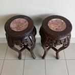 2 TABLES RONDES EN BOIS AVEC MARBRE, Antiquités & Art, Enlèvement