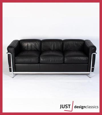 Le Corbusier Cassina LC2 3-zits Zwart Leder Chroom 5 besch.