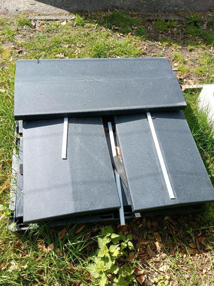 muur afdekplaat natuursteen basalt afgeschuind 44.5 cm breed, Tuin en Terras, Tegels en Klinkers, Nieuw, Overige typen, Natuursteen