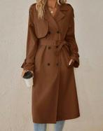 Chique elegante elegante bruine lange trenchcoat met riem vo, Ophalen of Verzenden, Nieuw, Maat 42/44 (L), Bruin