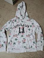 Mooie witte hoodie met roze bloemen m146, Gebruikt, C&A, Meisje, Trui of Vest