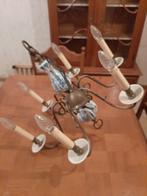 Lustre vintage 6 branches porcelaine, Ophalen, Gebruikt, Metaal