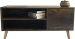 TV MEUBEL FURNITURE WOOd ** ALMOST NEVER USED ** NEW PRICE, Ophalen, 100 tot 150 cm, Met deur(en), Zo goed als nieuw