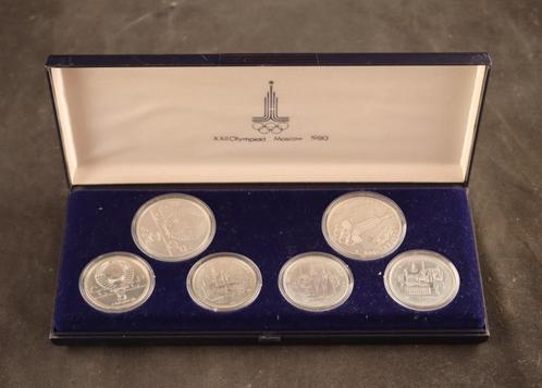 Set zilveren munten Olympische spelen Moskou 1980, Antiek en Kunst, Antiek | Zilver en Goud, Zilver, Verzenden