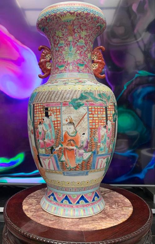 NICELY “FAMILY ROSE” CHINESE FAMILY VASE 62CM, Antiek en Kunst, Antiek | Porselein