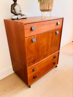 Prachtig Vintage teak klepkastje / wandkast met lades, Zo goed als nieuw, Ophalen