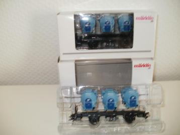 2x Marklin Ho container draagwagen no 48158 met ovp,Nieuw. beschikbaar voor biedingen