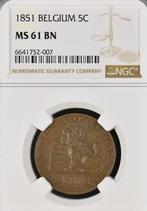 Belgium 5 Cents 1851 UNC MS61, Envoi, Autre, Monnaie en vrac