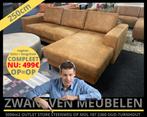 TOP AANBIEDING: 3 zits hoekbank met longchair in cognac, Nieuw, Metaal, Ophalen